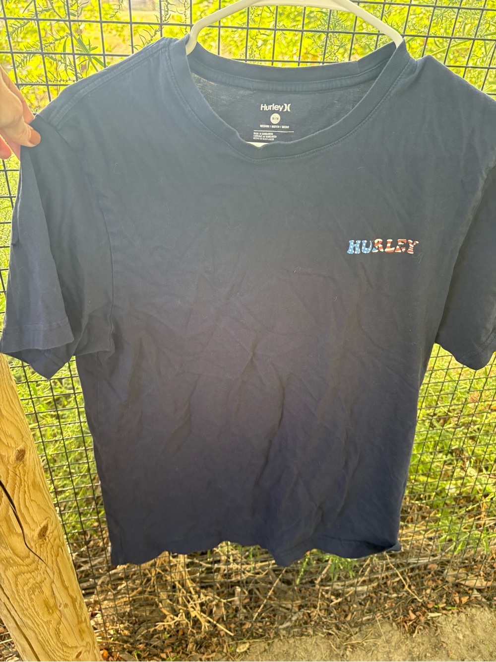 Hurley Navy Short Sleeve Logo Tee with Multicolor Chest Print